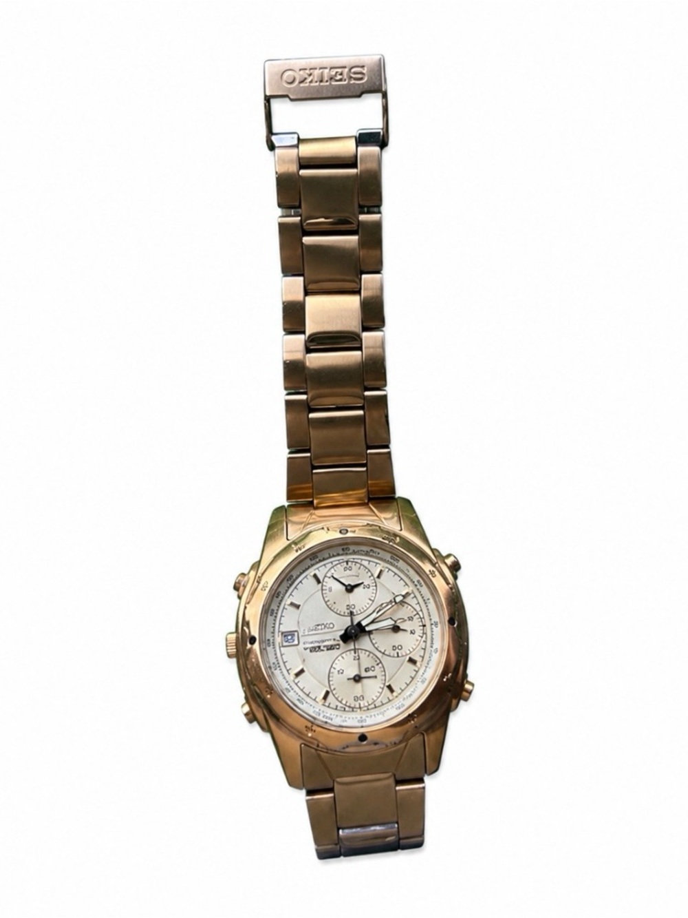 Vintage Seiko Chronograph Alarm 7T32 Gold Tone Watch | Rare 90s Seiko | $180 OBO - Picture 4 of 7